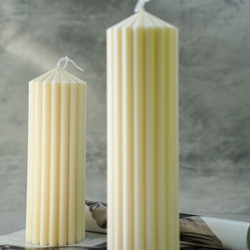 Scented Ribbed Pillar Candle, 3 of 4