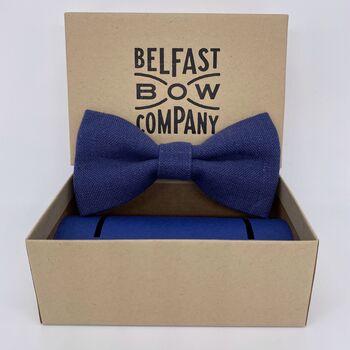 Irish Linen Bow Tie In Navy Blue, 2 of 2