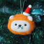Lion With Christmas Hat Tree Decoration, thumbnail 1 of 3