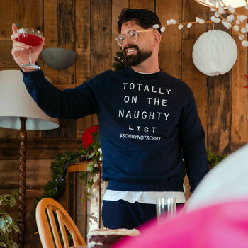 Men's Totally On The Naughty List Christmas Jumper, 2 of 7