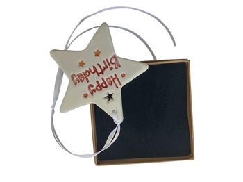 Ceramic Star Hanging Decoration – 'Happy Birthday' Gift, 7 of 8