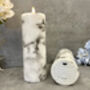 20cm Marbled Grey LED Pillar Candle – Real Wax, thumbnail 7 of 12