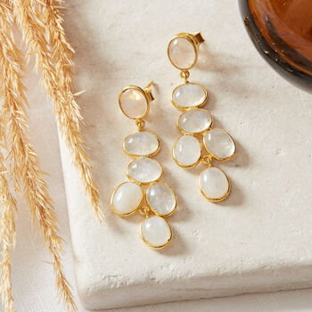 Labradorite Cabuchon Gold Plated Silver Earrings, 10 of 11