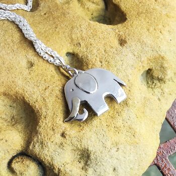 Elephant Pendant In Sterling Silver With Golden Tusk, 2 of 6