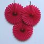 Tissue Paper Fan Decorations Pink Or Red, thumbnail 3 of 8