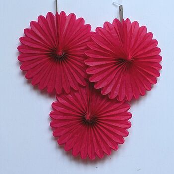 Tissue Paper Fan Decorations Pink Or Red, 3 of 8