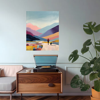 Mountain Runner And His Dog Landscape Art Print, 5 of 5