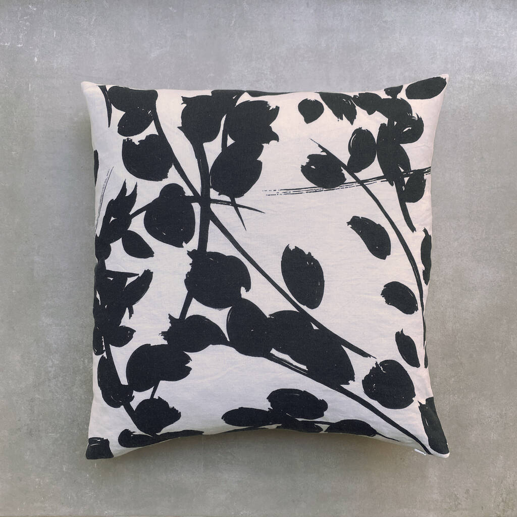 Livia Hand Painted Linen Cushion By Pru.