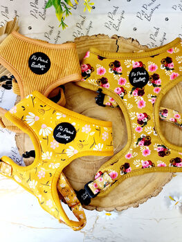 Vintage Yellow Buttercup Peonies Dog Harness, 7 of 11
