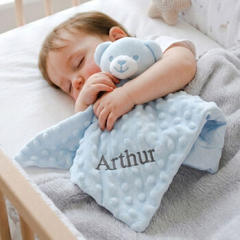 Personalised Grey Baby Gown And Teddy Comforter Set, 7 of 12