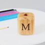 Solid Oak Personalised Initial Candle Holder, thumbnail 4 of 8
