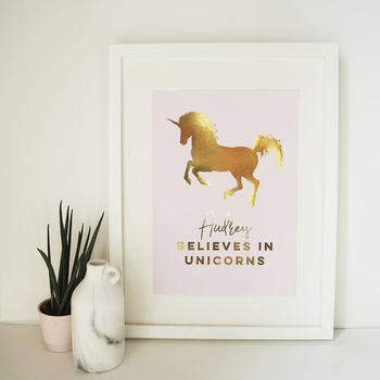Personalised Gold Foil Unicorn Print, 2 of 3