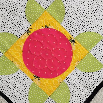 Vibrant Pink Patchwork Table Runner With Bumblebees, 3 of 8