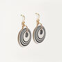 Cream And Black Stripey Circular Earrings, thumbnail 3 of 6