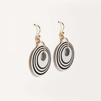 Cream And Black Stripey Circular Earrings, 3 of 6