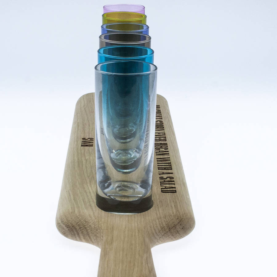 Set Of Six Shot Glasses And Personalised Paddle Board By The Letteroom