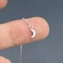 Crescent Moon Threader Earrings In Sterling Silver, thumbnail 10 of 11