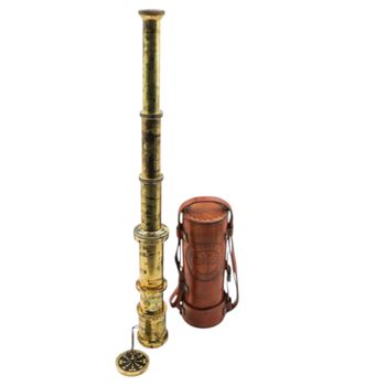 Brass Handheld Antique Finish Telescope And Leather Case, 7 of 7