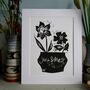 Personalised You And Me Birth Flowers Linocut Print, thumbnail 2 of 8