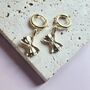 Farfalle Pasta Huggie Hoop Earrings Gold Plated, thumbnail 3 of 5