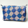 Handmade Toiletry Bag, Navy Kantha Stitch Sari Fabric, thumbnail 7 of 9