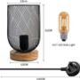 Metal Cage Wooden Base Desk Table Lamp, thumbnail 6 of 6