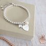 Personalised Silver Ball Slider Bracelet – Heart And Pearl, thumbnail 1 of 8