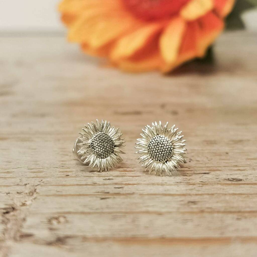 Sunflower Silver Stud Earrings By Scarlett Off The Map Jewellery