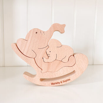 Handmade Wooden Elephant Mum And Baby, 3 of 7