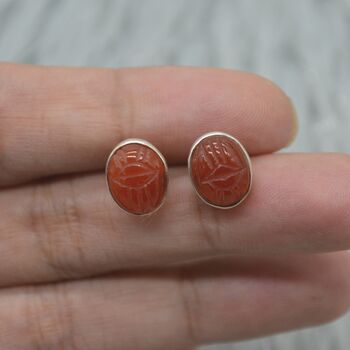 Carnelian Stud Earrings: Silver Or Gold, 8 of 9