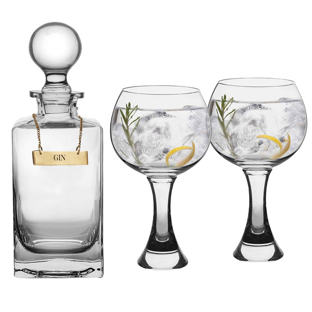 Personalised Gold Label Gin Decanter With Glasses By Dibor