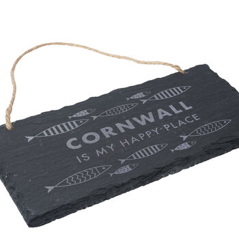 Cornwall Is My Happy Place Illustrated Fish Slate Sign, 2 of 3