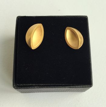 Gold Ellipse Stud Earrings, 3 of 5