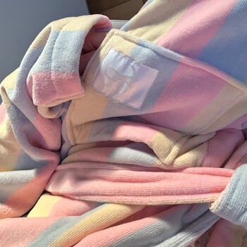 The Pastel Striped Bath Robe Dressing Gown, 4 of 4