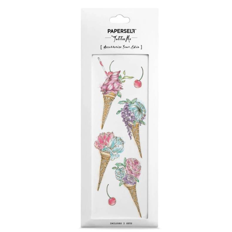 Floral Ice Cream Temporary Tattoo, 1 of 4
