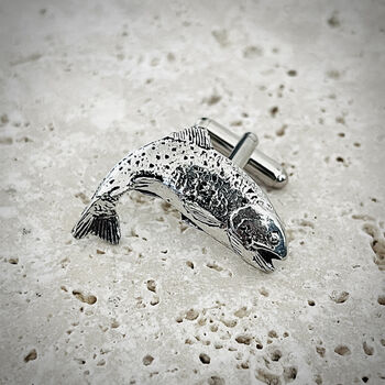 Wild Trout Cufflinks Antiqued Pewter, 3 of 4