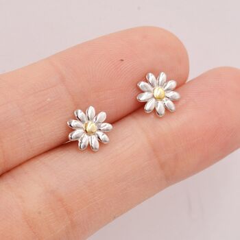 Sterling Silver Little Daisy Flower Stud Earrings, 5 of 10