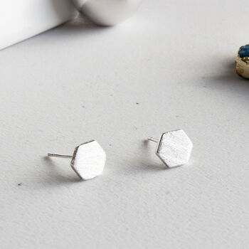 Sterling Silver Hexagon Shape Earrings In A Gift Box, 4 of 7