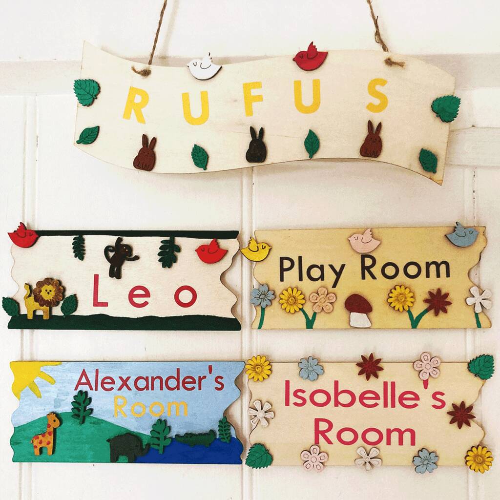 Wooden Letters Door Plaque Children Name Sign Baby Nursery Wall Hanging 