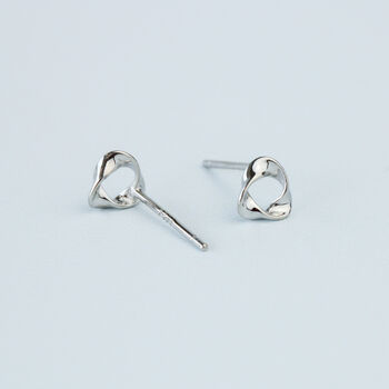 Sterling Silver Tiny Twisted Triangle Stud Earrings, 3 of 5