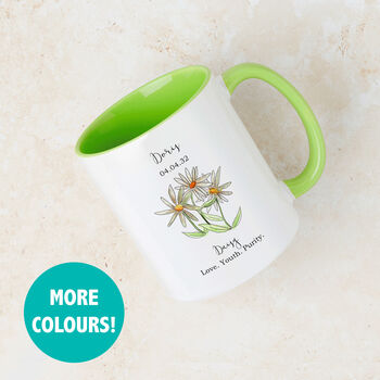 Birth Flower Personalised Water Colour Mug, 3 of 12