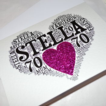 Personalised 70th Birthday Sparkle Card, 8 of 12