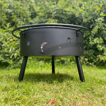 Sun And Moon Fire Pit With Spark Guard, Poker And Cover, 5 of 12