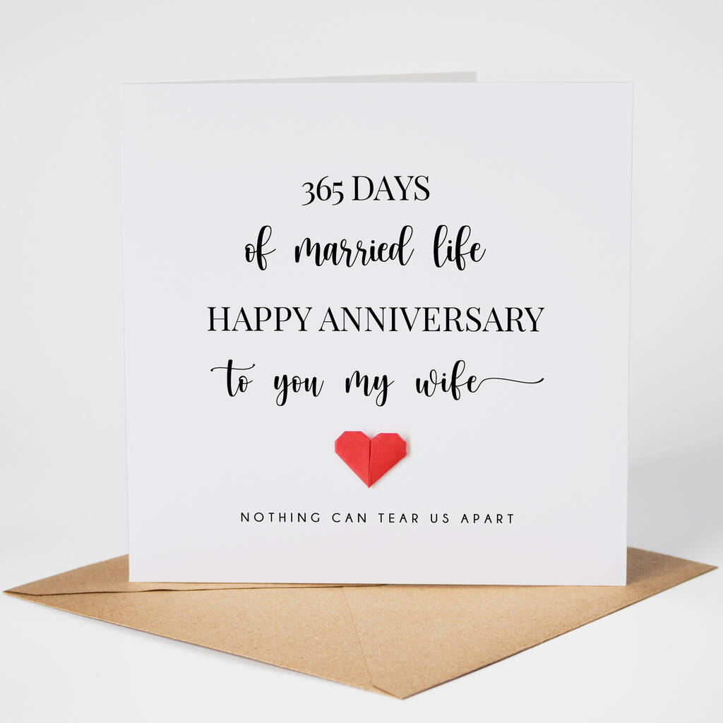 1st Paper Wedding Anniversary Card For Wife By Hope and Love