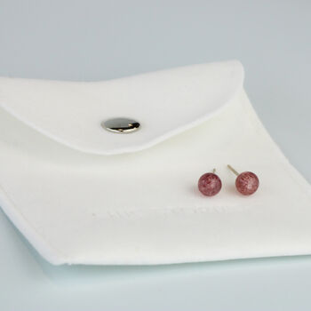 Sterling Silver Red Speckle Crystal Ball Stud Earrings, 6 of 6
