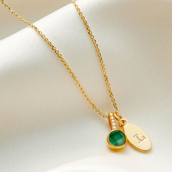 Birthstone Necklace With Initial And Real Diamonds, 9 of 12