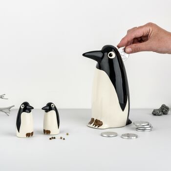 Handmade Ceramic Penguin Money Bank, 3 of 6