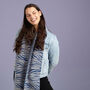 Blue And Grey Zebra Print Lambswool Scarf, thumbnail 2 of 4