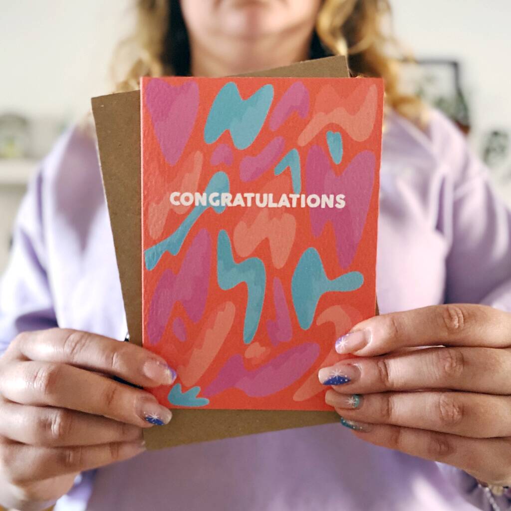 'Congratulations' Lava Lamp Pattern Card By Xoxo Designs by Ruth