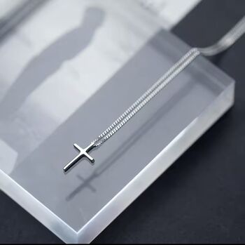 Sterling Silver Cross Pendant Necklace, 2 of 4